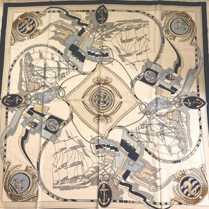 New Silk Square Scarf white/navy